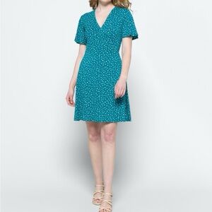 41 Hawthorn Blue Flutter Sleeve Wrap Dress